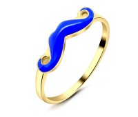 Gold Plated Enamel Mustache Fashion Rings NSR-129-GP